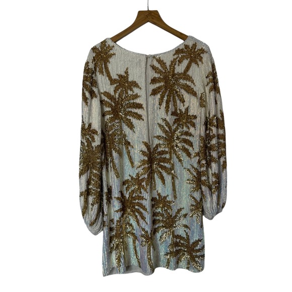 NWOT Retrofête Grace Dress White With Gold Palm Sequin Size XS - Picture 7 of 13